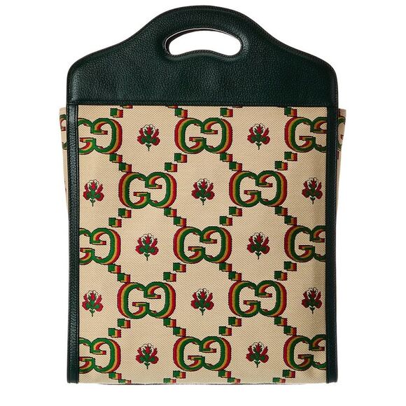 Gucci Centennial 100 Medium Canvas & Leather Tote, Beige - Picture 2 of 4